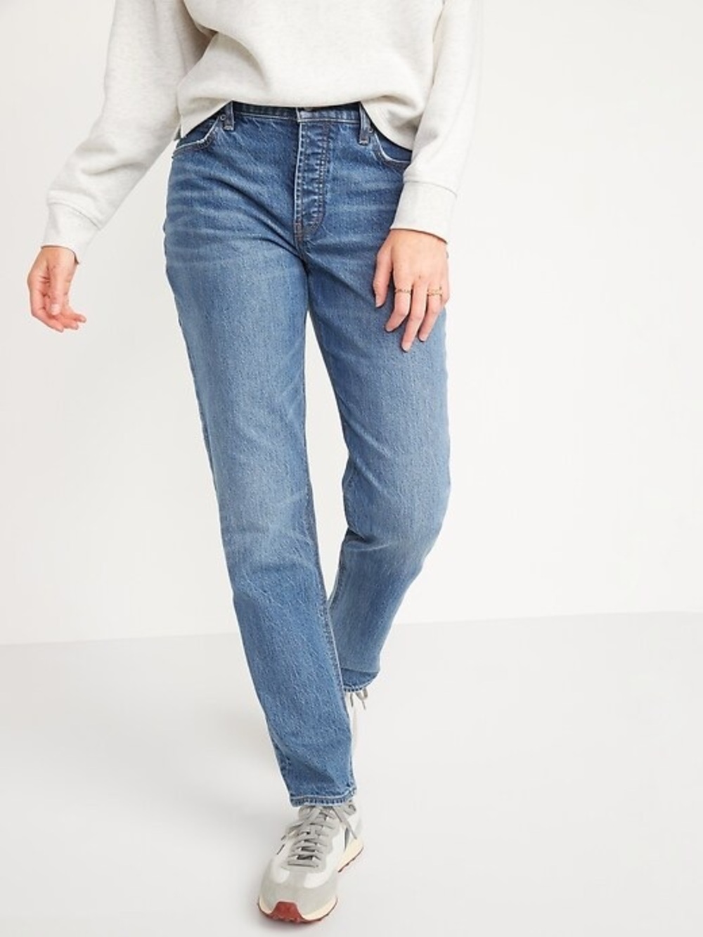 {Old Navy} "High Rise Slouchy Straight" Blue Button Fly Relaxed Leg Jeans WJ488
